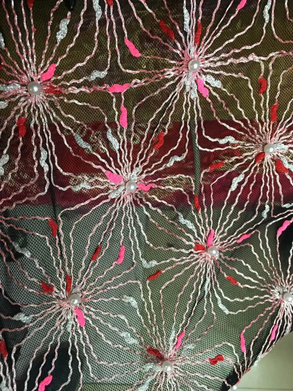 Free Shipping New multi-color hand-beaded embroidery fabric mesh soluble lace Europe fashion dress design | Дом и сад
