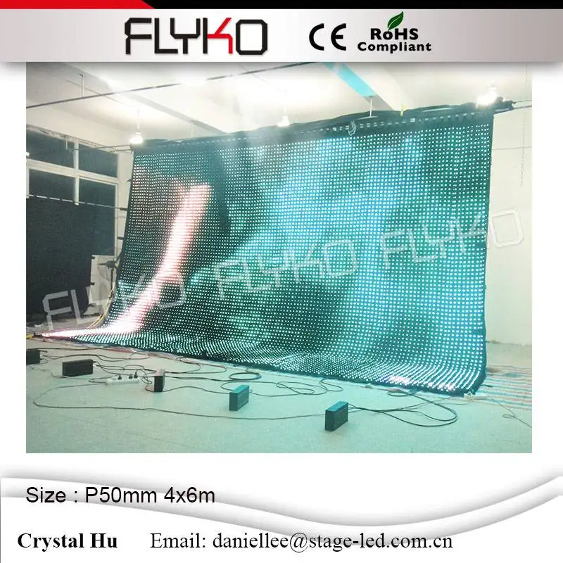 Flyko мобильный декорации диджея LED шар видео занавес в 2016 P50mm 4x6m | Освещение