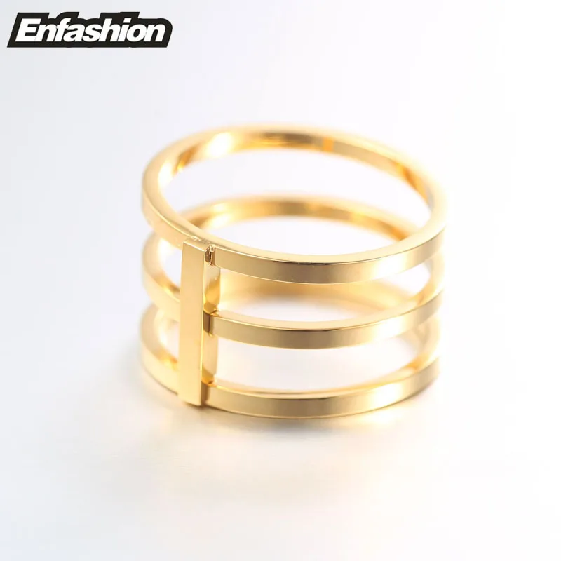 Enfashion, 3 ряда, многослойные кольца, розовое золото, цвет, миди кольцо, нержавеющая сталь, кольцо на кончик пальца, кольца для женщин, ювелирные изделия, bigues Anillos