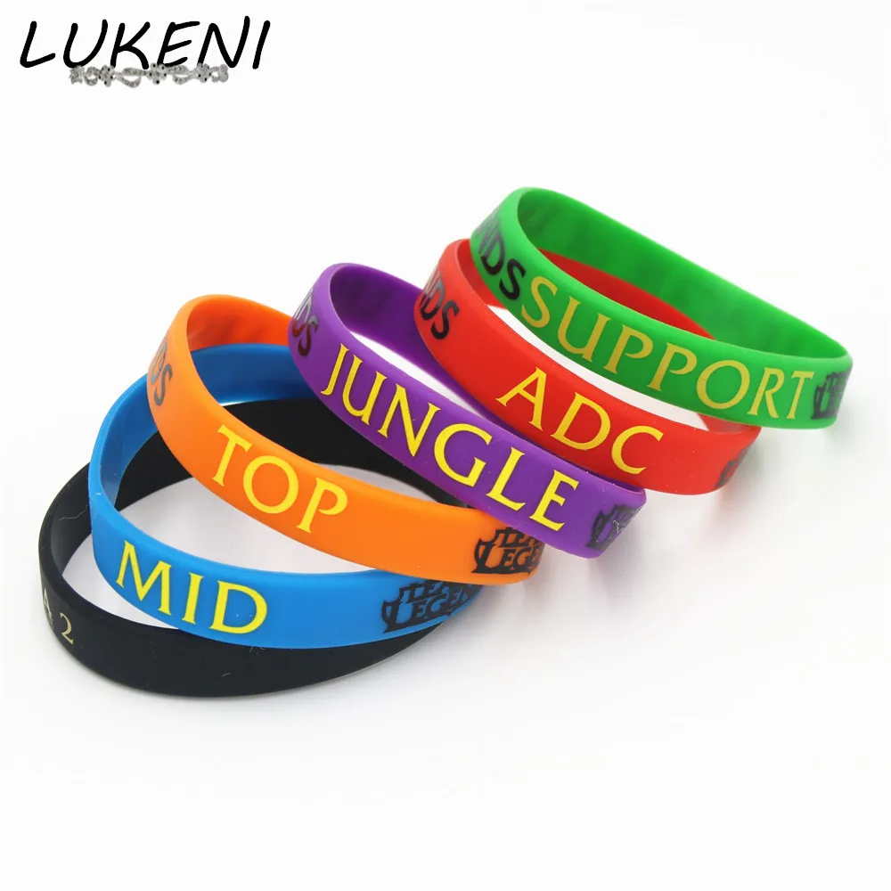 1 шт. браслет LUKENI LOL League of Legend силиконовый с ADC JUNGLE MID SUPPORT DOTA 2 напечатанный SH001|league