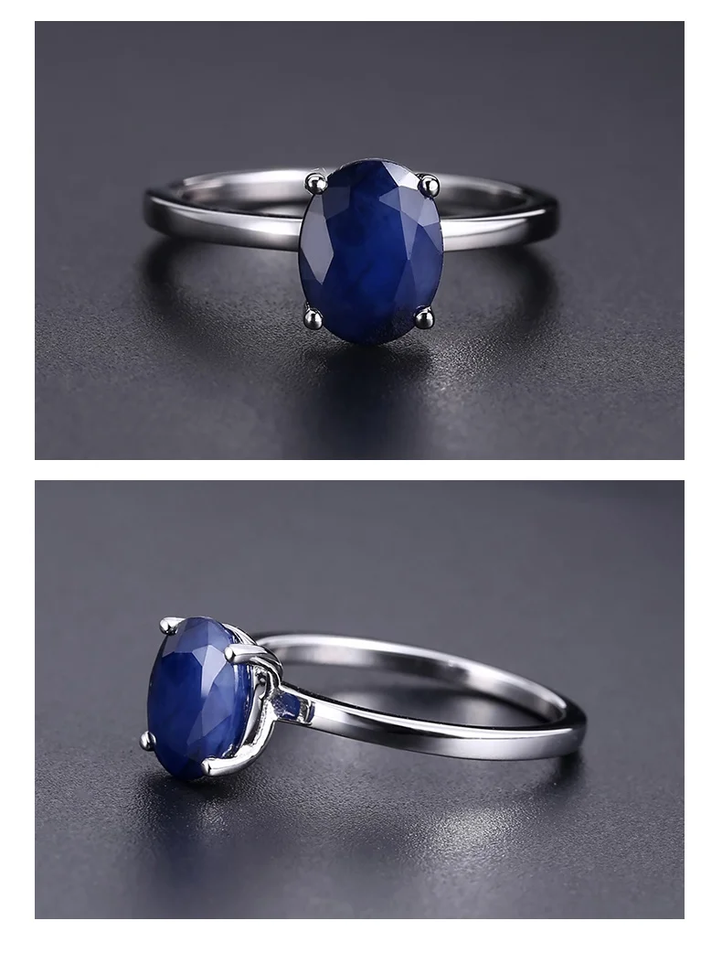Gem's Ballet 2.02Ct Овальный натуральный синий сапфир обручальное кольцо 925 пробы Серебряный Камень Обручальное кольцо для женщин