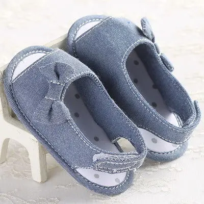 Детская обувь в наличии США летняя Мягкая джинсовая с бантом для маленьких