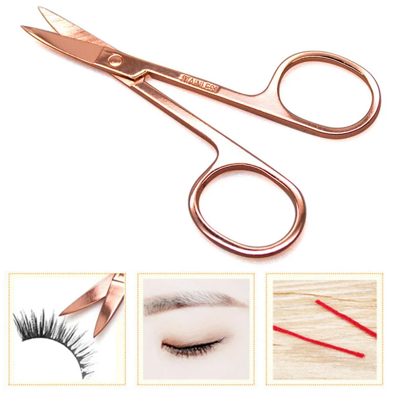 1 шт. ножницы для макияжа бровей из нержавеющей стали удаления ресниц розовый