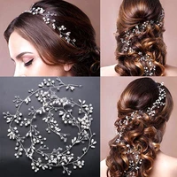 floralbride handmade 1m long wired rhinestones crystals pearls wedding tiara headband bridal hair vine hair accessories