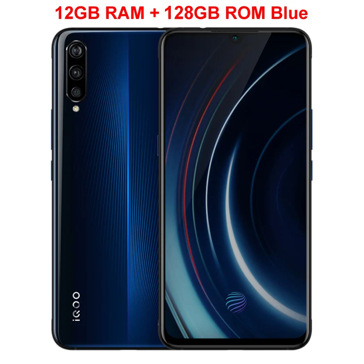 Blue 12GB 128GB Vivo iQOO мобильный телефон 6,4" AMOLED 6G/8G/12G ram 128G/256G Восьмиядерный Snapdragon 855 Android 9 4000mAh NFC Смартфон - Цвет: Blue 12GB 128GB