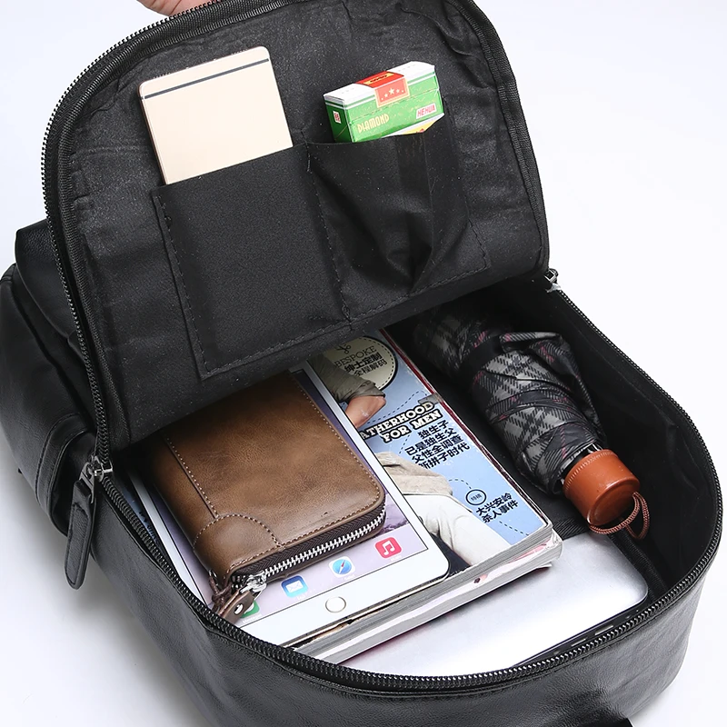 Мужские деловые модные рюкзаки дорожная сумка из искусственной кожи черного