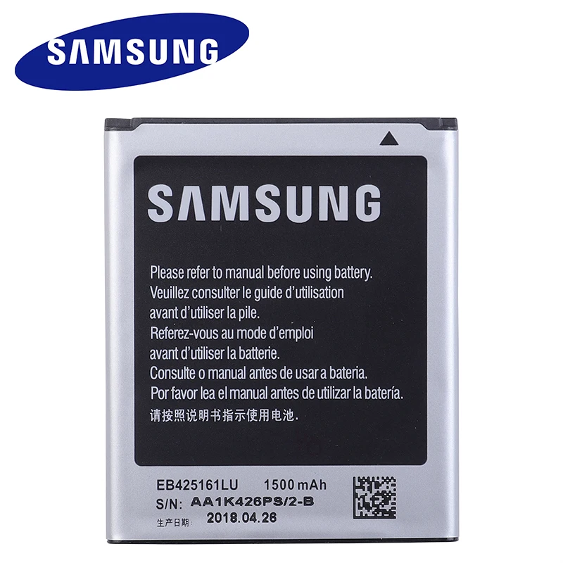 Оригинальный аккумулятор Samsung EB425161LU 1500 мАч для Galaxy S Duos S7562 S7566 S7568 i8160 S7582 S7560 S7580 i739