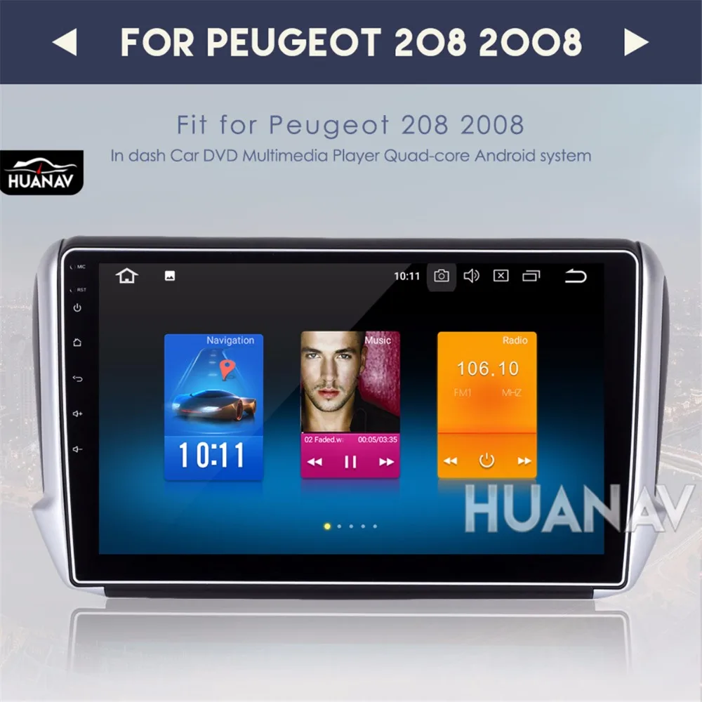Android 8 0 автомобильный DVD плеер без GPS навигатора для Peugeot 208 2008 2012 2016 мультимедийный