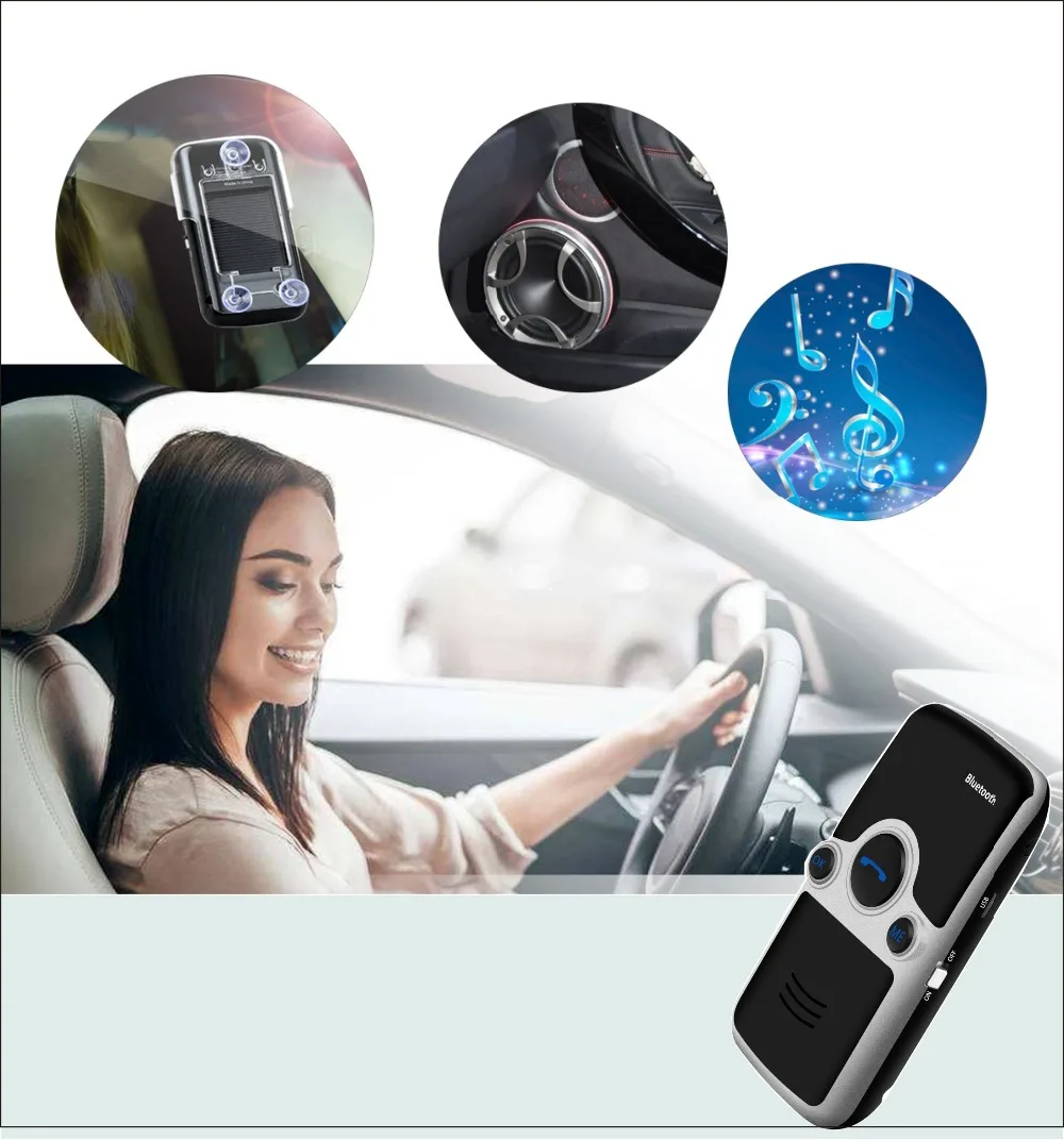 A9 Солнечный Bluetooth handsfree автомобильный два телефона подключенный автоматический