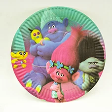 Paper Plates 10pcs Вечерние принадлежности тролли скатерти соломинки салфетка для чашек тарелка для детского душа украшение тематика "Тролли" на день рождения вечерние сувениры - Цвет: Paper Plates 10pcs