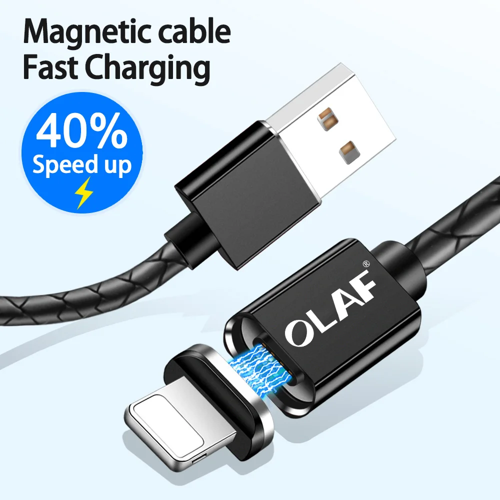Магнитный usb-кабель Олаф для iphone XS Max 3A, быстрая зарядка, 1 м, 2 м, кабель Micro USB type-C для samsung, Xiaomi, магнитное зарядное устройство