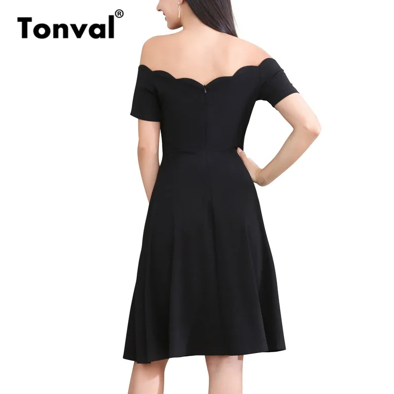 Tonval, винтажное, волнистое, сексуальное платье, элегантное, облегающее и расклешенное, вечерние, для женщин, свободное платье, ретро, красное, с открытыми плечами, платья
