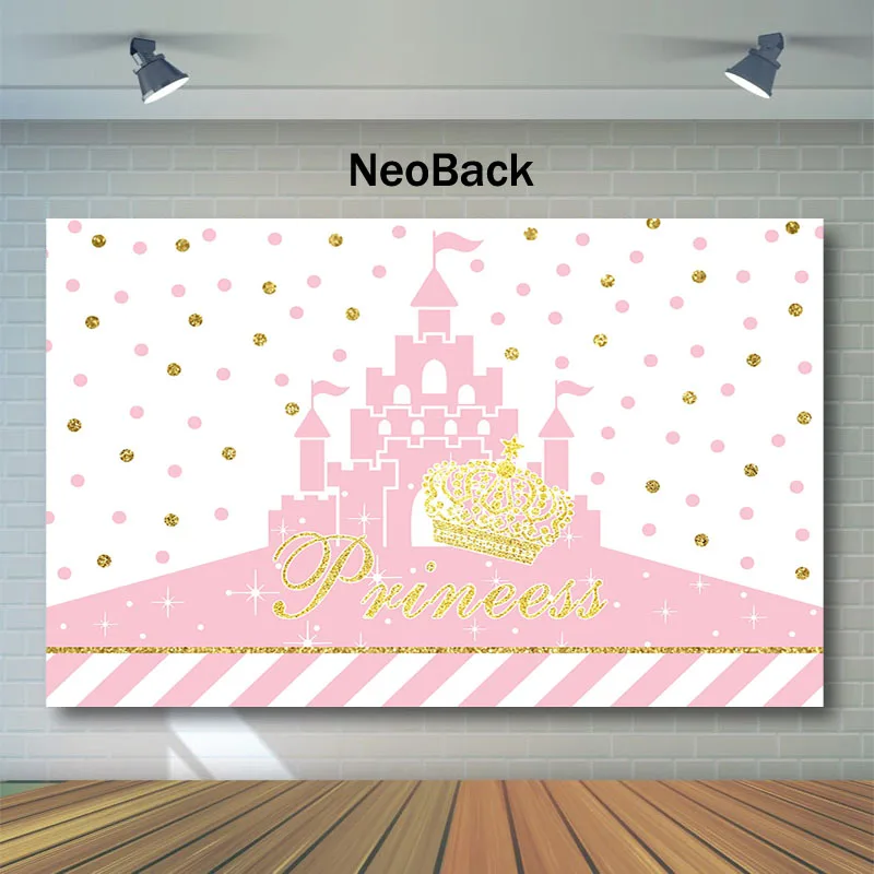 NeoBack розовый фон для фотосъемки с изображением замка принцессы на день