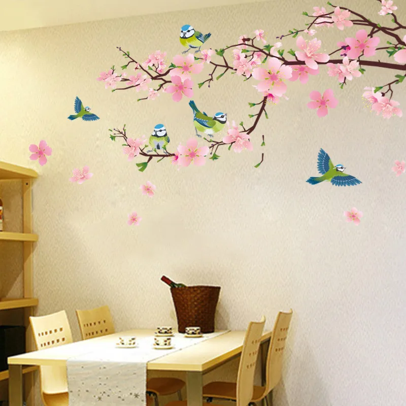QT-0080 DIY Wall Sticker The peach blossom And swallow Wallpapers Art Mural Waterproof Bedroom Stickers Home Decor | Дом и сад