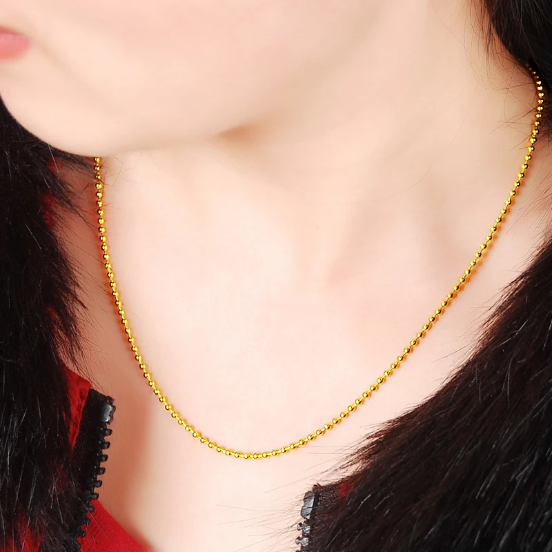 Ожерелье цепочка золотистого цвета с шариками длиной 2 мм для женщин 45 см модное