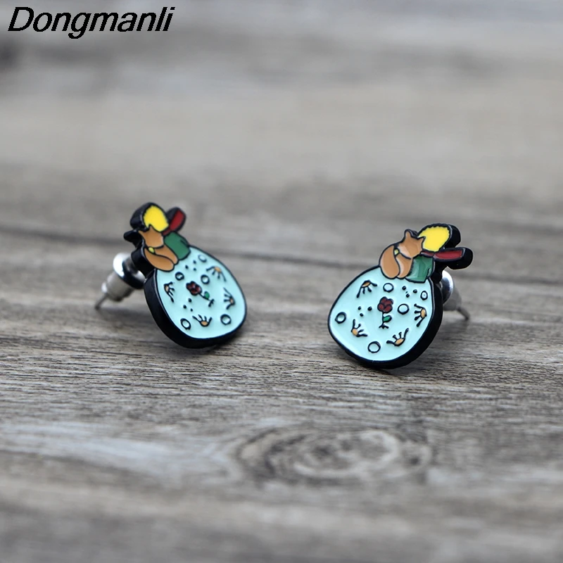 P2605 Dongmanli Симпатичные Le Petit Prince серьги гвоздики для женщин дети Эмаль ювелирные