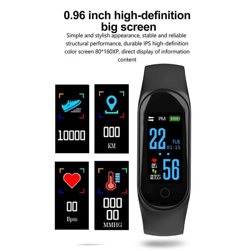 M3 Смарт Браслет монитор сердечного ритма крови Давление Фитнес трекер Bluetooth
