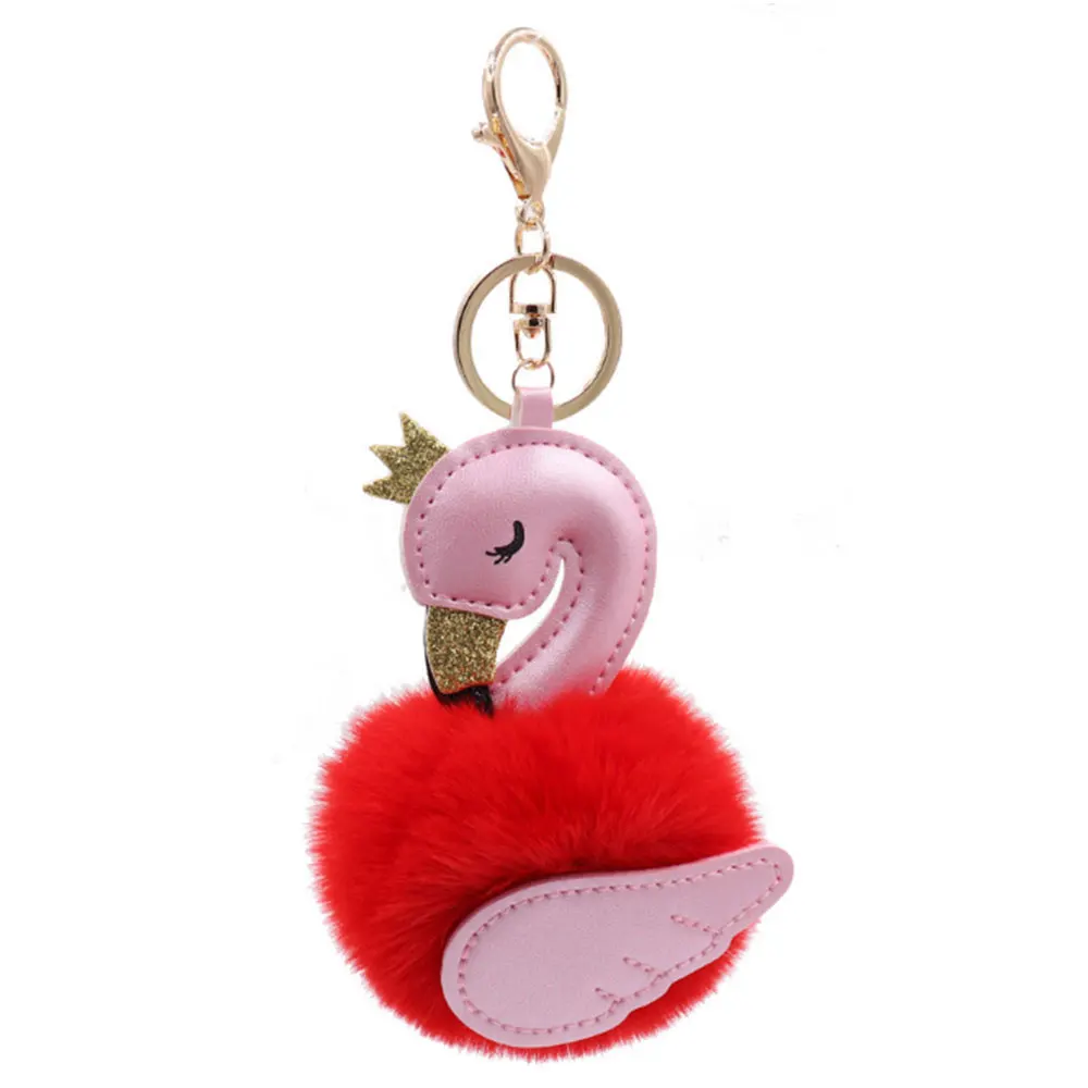 Keychain Pendant Plush Swan Backpack Clothing Bag Ornament Party Hanging Gift Key Buckle Delicate Lovely Ring | Дом и сад