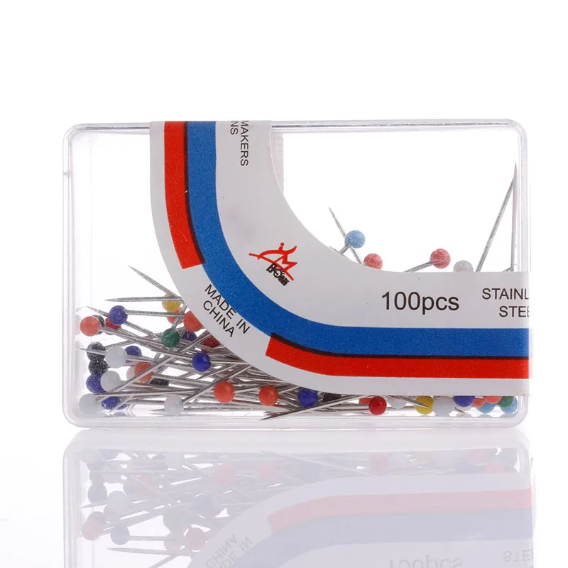 100 шт цветные пластиковые круглые булавки с жемчужной головкой для портного