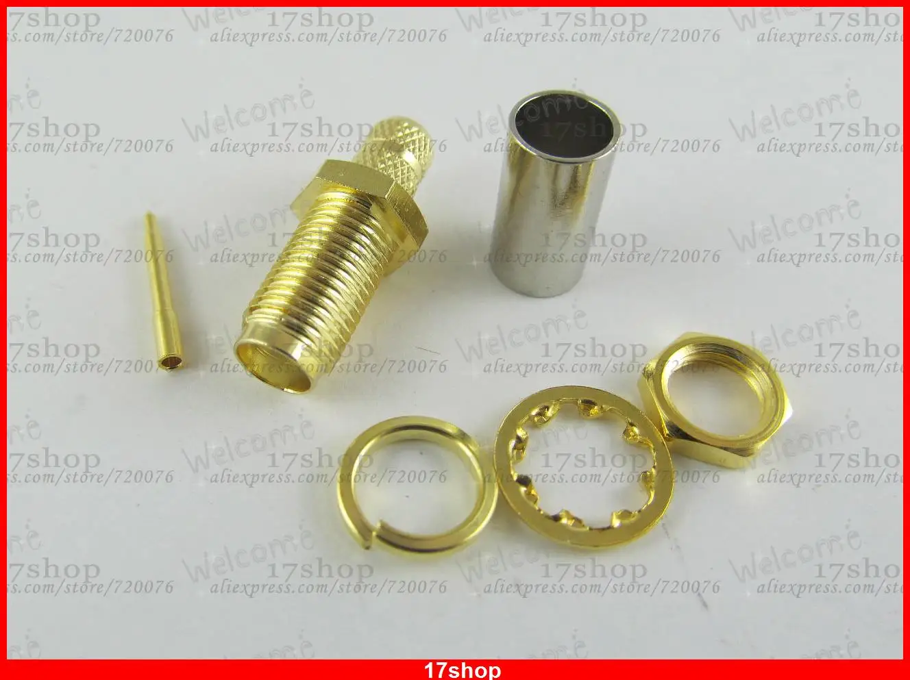 

100pcs x RP-SMA Female Nut Bulkhead Crimp RG58 RG142 RG223 RG400 LMR195 RF Connector