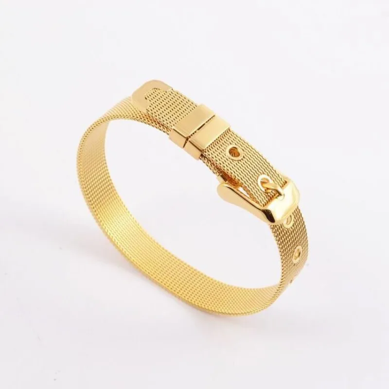 Gold Серебро и золото Нержавеющая сталь сетка 8 мм браслеты DIY аксессуары браслет подходит 8 мм слайд Подвески WB06-1-3 - Окраска металла: Gold