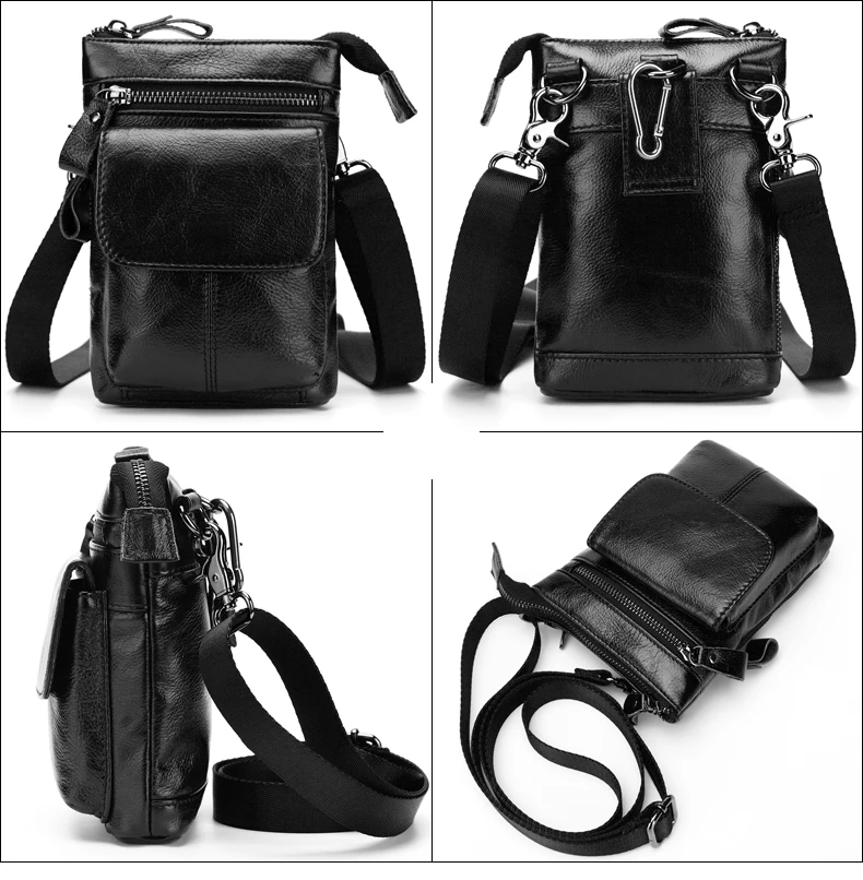 MISFITS Genuine Leather Men Messenger Bag Hot Sale Male Small Casual Crossbody Shoulder Bags Travel New Waist Packs Man Handbags
