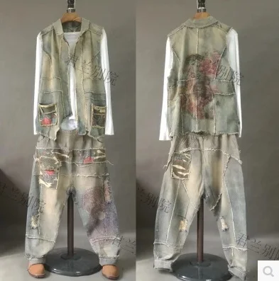 

Product release in the autumn of 2016, the original design loose big yards of cotton ms leisure two suits