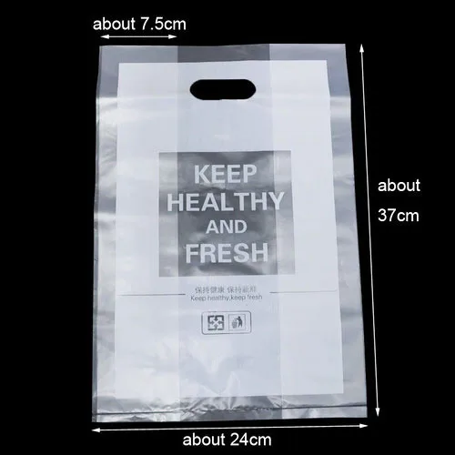 Keep 24x37cm 50 шт пластиковый пакет для подарков, сумка для переноски, сумки для покупок, упаковка для еды с ручкой, вечерние пластиковые прозрачные пакеты для торта - Цвет: Keep 24x37cm