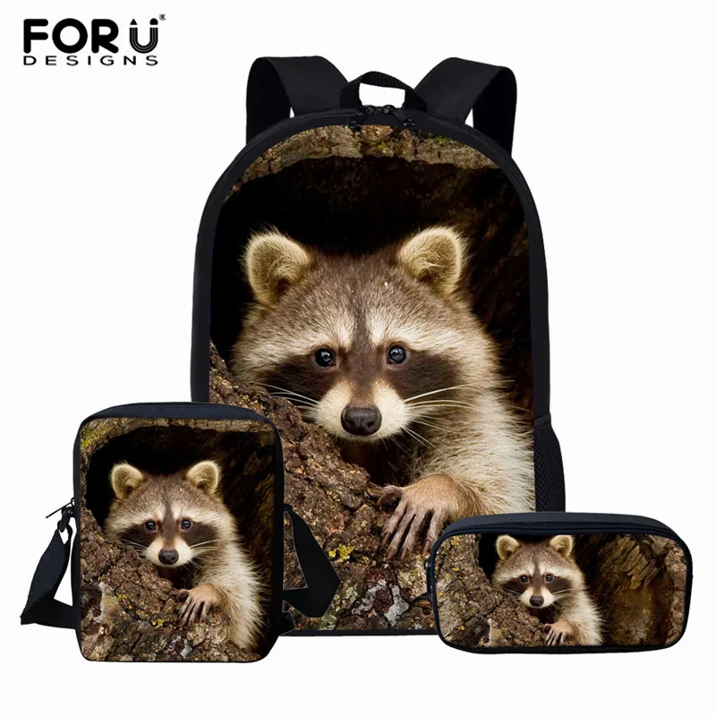 XM499CEK FORUDESIGNS/комплект школьной сумки с милым принтом енотов; сумки для книг для девочек; школьные сумки для учеников начальной школы; детская сумка; чехол-карандаш - Цвет: XM499CEK