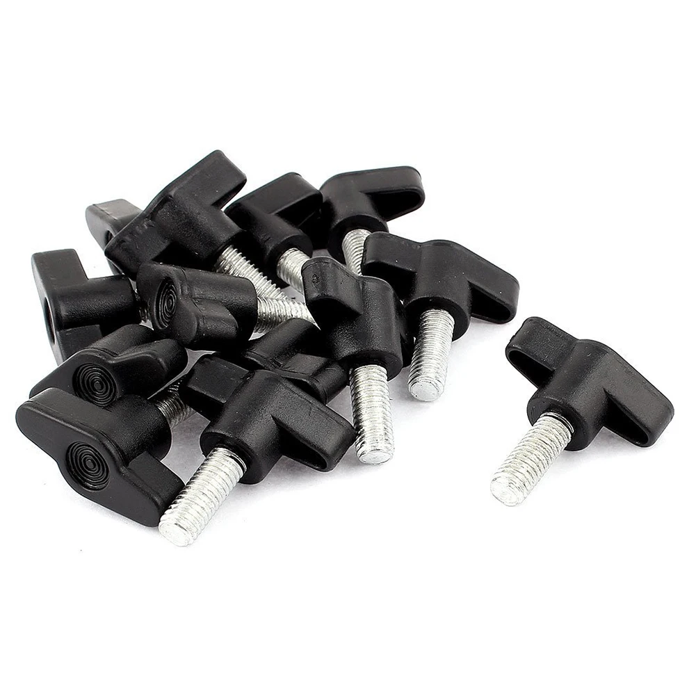 

Wholesale price 13pcs 6mm x 20mm Silver Black Metal Plastic Male Thread on Type T Clamping Handle Screw Knob Grip Handle Clamp