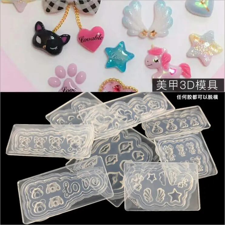 Новая силиконовая форма для ногтей с изображением медведя летающих крыльев 3D