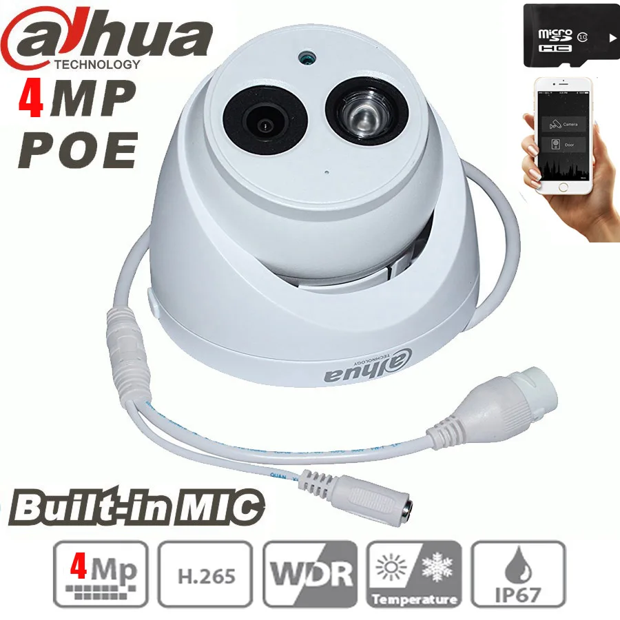 Mutil язык dahua 4 к H.265 8ch POE NVR комплект NVR4208-8P-4KS2 с 8 шт. IPC-HDW4433C-A 4MP аудио купольная POE IP камера комплект