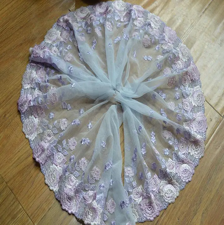 5 метров оптовая продажа изящные фиолетовые кружевные тюлевые ткани с цветочной