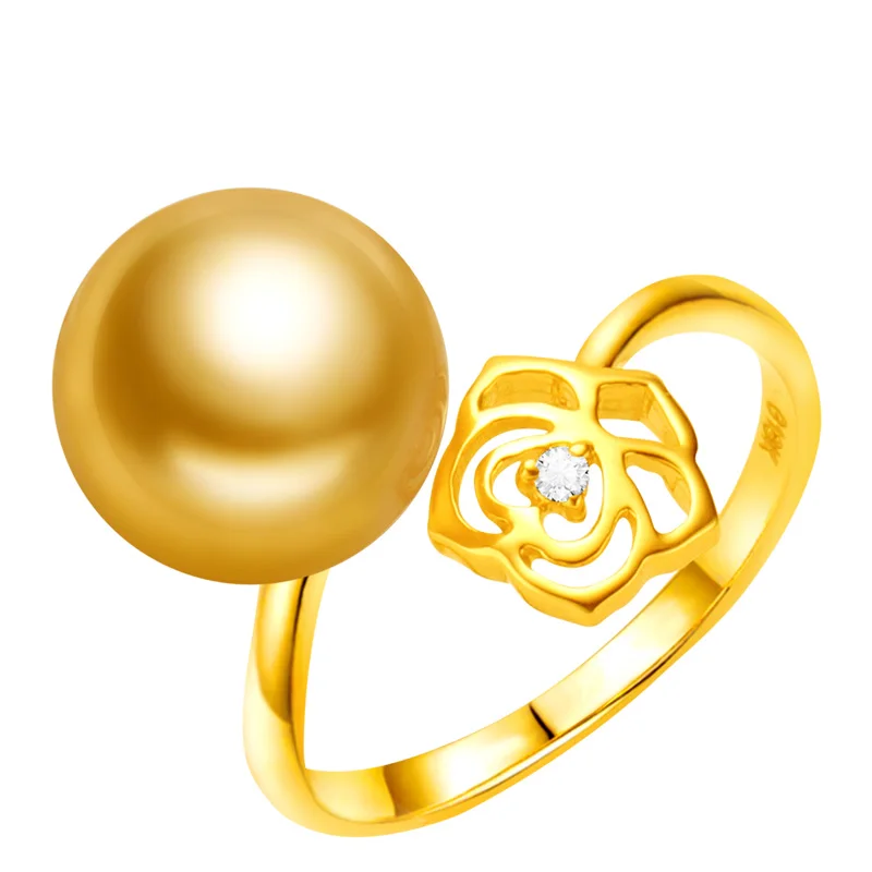 YS 18K Solid Gold Engagement Rose Ring 10-11mm South Sea Pearl Fine Jewelry | Украшения и аксессуары