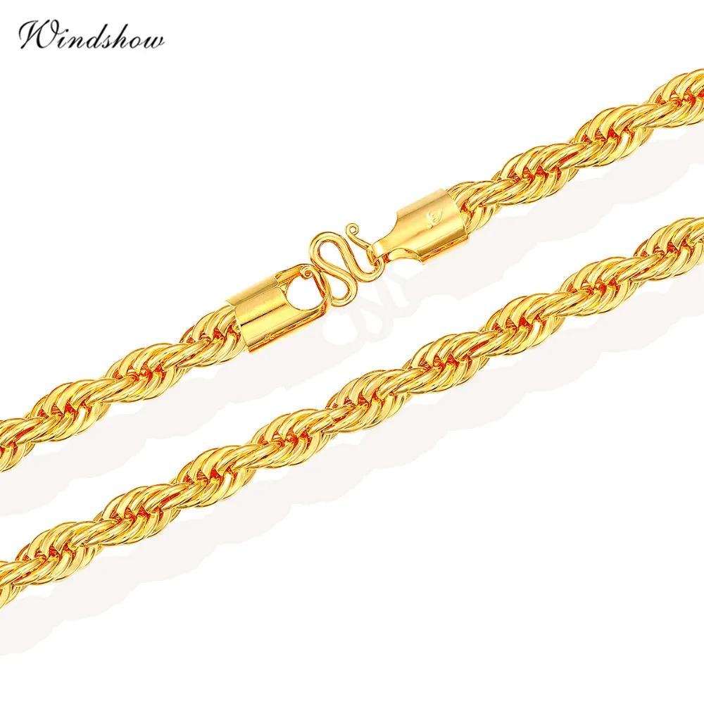 Коренастый желтого золота Цвет 8 мм хип-хоп Тяжелая Толстая веревку цепи длиной