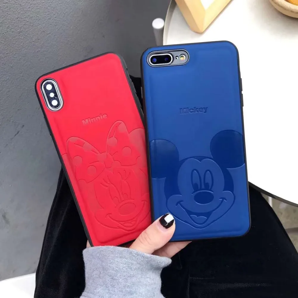 Mickey Minnie for iPhone 6 6plus 7 8 7plus8plus compression leather iphone x xr xsmax phone case back cover |