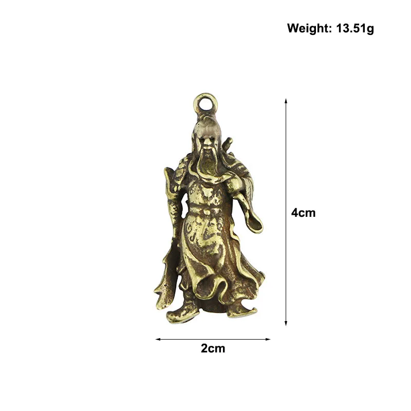 Ретро латунный китайский бог богатства брелок Подвески ручной работы статуя