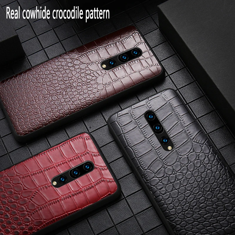 Для Oneplus 7 Pro Чехол для телефона из натуральной кожи с крокодиловым узором все