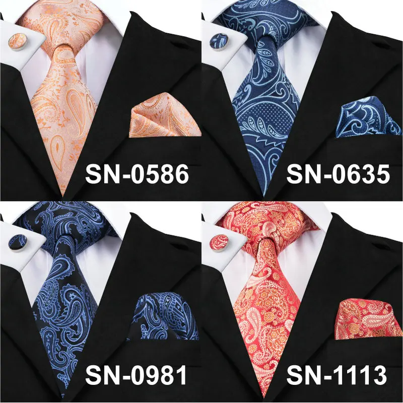 Бренд Hi-Tie, набор галстуков "пейсли", шелк, жаккард, мужской галстук, запонки, набор мужских галстуков для свадебной вечеринки