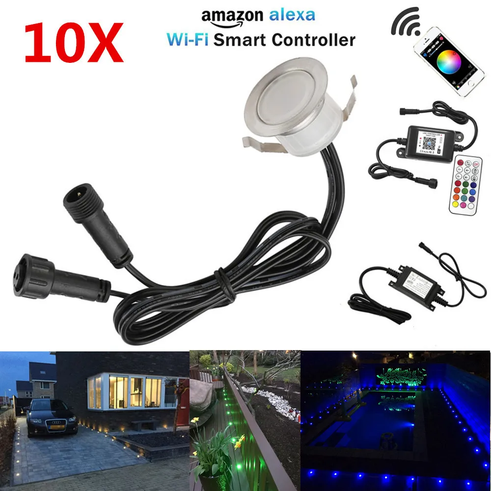 

10X Smart WIFI Phone APP Control RGB/RGBW 31mm 12V ip67 Kitchen Stair Step LED Deck Rail Lights for Alexa Echo Googlehome IFTTT