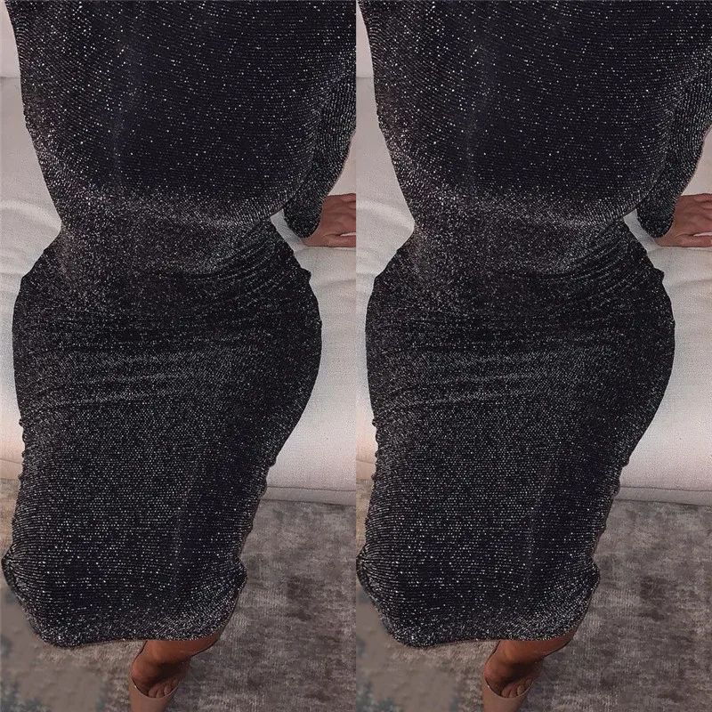 

Knee-length Black Long Sleeves Knitted Short Dresses O Neck Normal Dresses For Woman Evening Party Club Dress Daily Wear 2019
