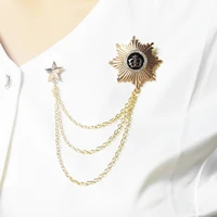inlove 2 colors snowflake star brooches 8 pointed star womens fashion jewelry tassel chain brooch scarf button medal accessory