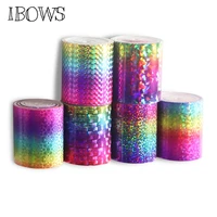 2ylot 75mm laser ribbon rainbow gradient mirror leather fabric width pu for decorative diy hair bow ribbon materials wholesale