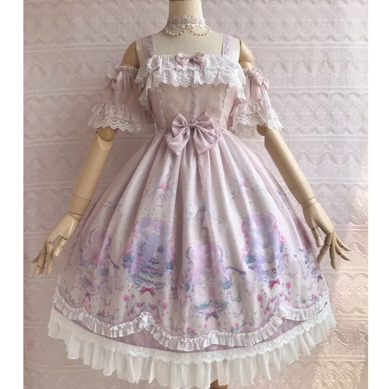 Unicorn's Secret Garden~ сладкий Печатный Лолита JSK платье w. Съемные рукава от Yiliya