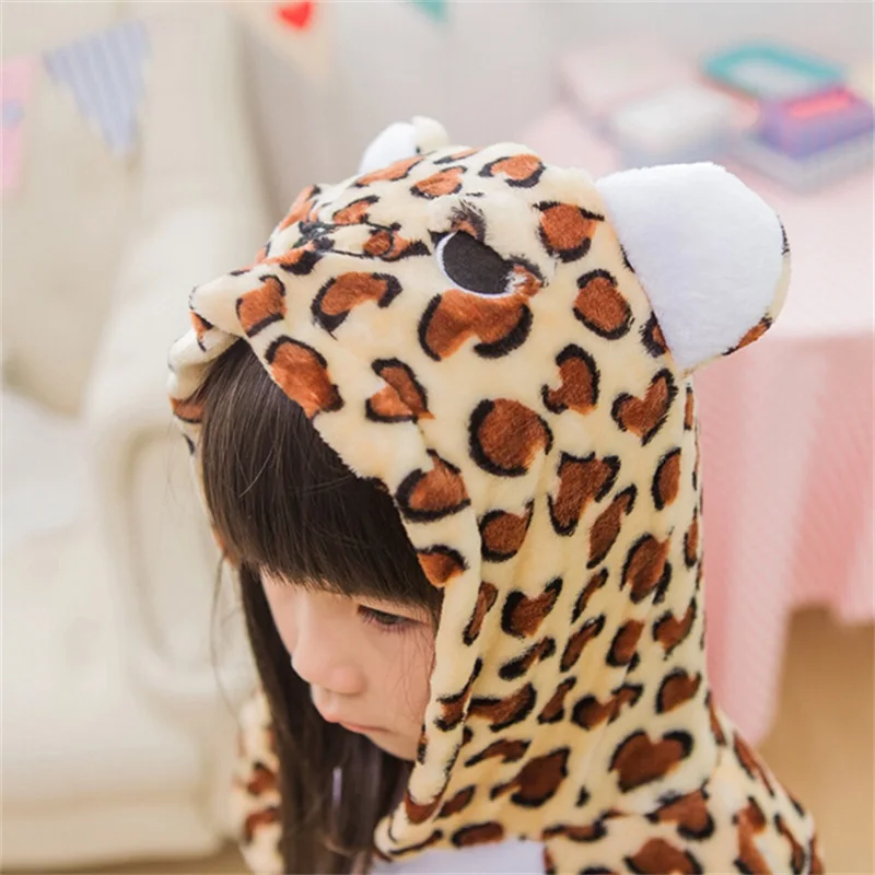 С леопардовым принтом Kigurumi для детей с животных костюмированной вечеринки