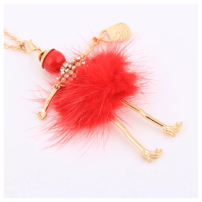 Женское ожерелье с подвеской красным мехом | Украшения и аксессуары