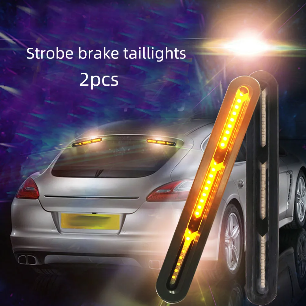

2Pcs Car 60LED Rear Gear Glass Light Fish Bone Flow Water Turn Signal Lamp Driving Strobe Brake Tail Light DC 12V
