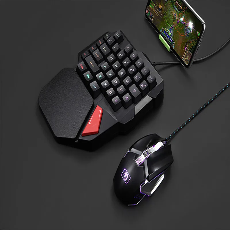 Игровая клавиатура, мини Usb, проводная, 38 клавиш, светодиодный, с подсветкой, эргономичная, Одноручная клавиатура, геймерская клавиатура, клавишная, для ПК, рабочего стола, 19Mar14