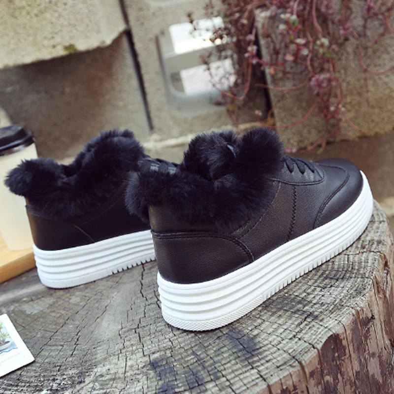 2017 Зима Новый Дикий плюс кашемир маленькие белые туфли женские корейские