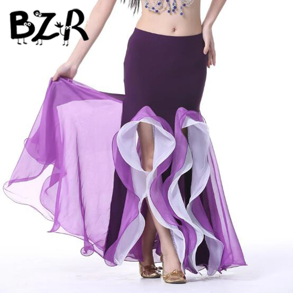 

belly dance curling skirt milk silk crimping bellydancing skirts training dress or performance for Women Ladies costume